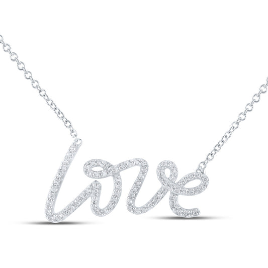 10K Yellow Or White Or Rose Gold Womens Round Diamond Love Fashion Necklace