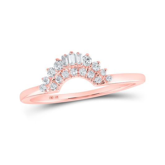 10K Yellow Or Rose Or White Gold  Womens Baguette Diamond Wrap Enhancer Wedding Band 1/6 Cttw, Womens Size: 5-10