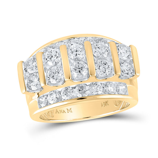 14K Yellow Gold Mens Round Diamond Band Ring 4 Cttw, Mens Size: 7-13