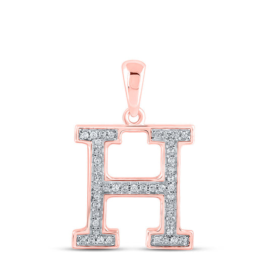 10K Rose Gold Womens Round Diamond Initial Letter Pendant