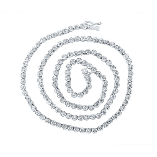 10K White Gold Mens Round Diamond 24-inch Link Chain Necklace 11 Cttw, Length: 24.02 In