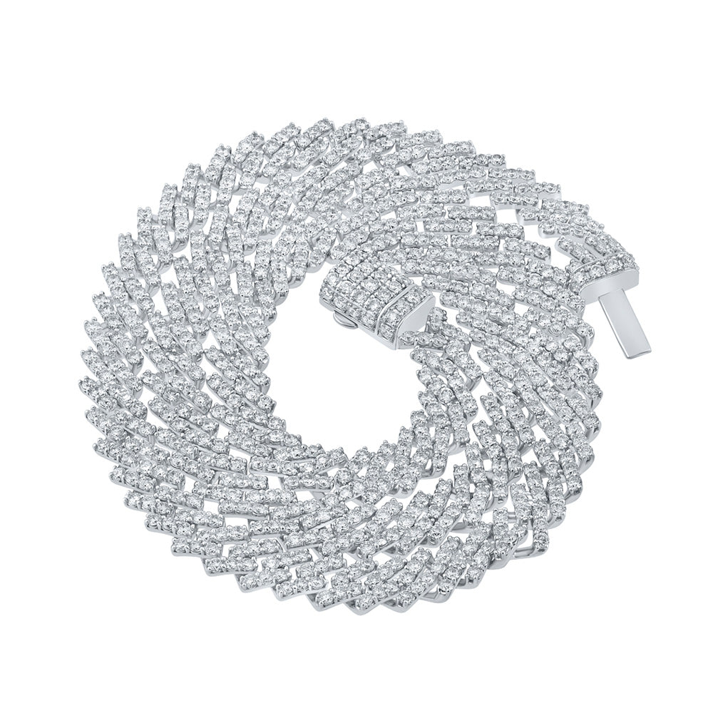 10K White Gold Mens Round Diamond 20-inch Link Chain Necklace 18-3/4 Cttw, Length: 20 In, Width: 0.33 In