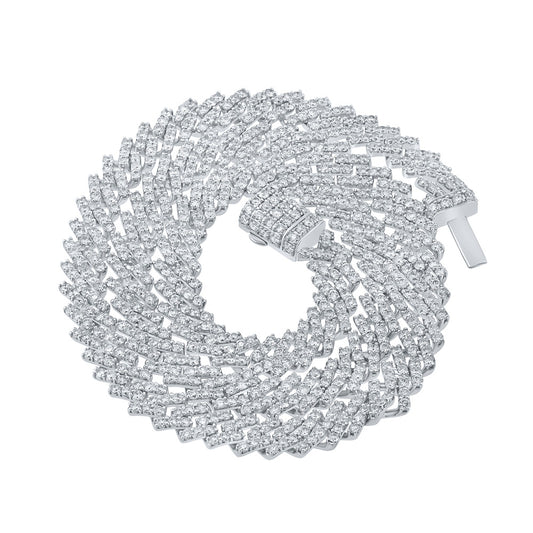 10K White Gold Mens Round Diamond 20-inch Link Chain Necklace 18-3/4 Cttw, Length: 20 In, Width: 0.33 In