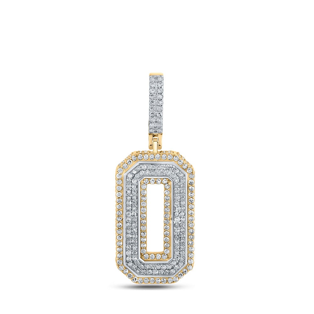 10K Two-tone Gold Mens Round Diamond Number Charm Pendant