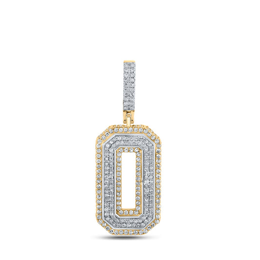 10K Two-tone Gold Mens Round Diamond Number Charm Pendant