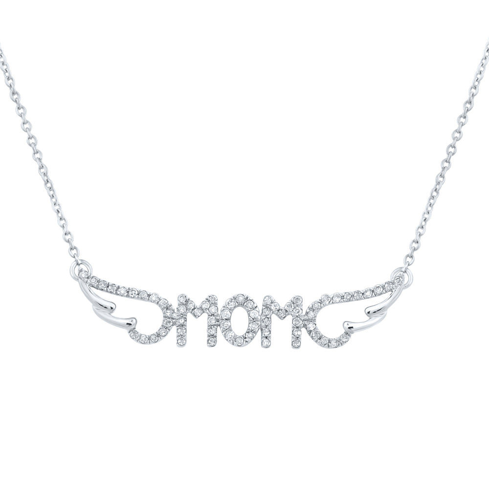10K Yellow Or White Or Rose Gold Womens Round Diamond Mom Necklace