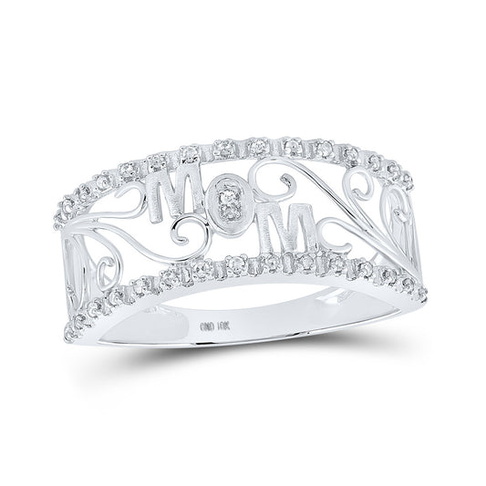 10K Yellow Or White Or Rose Gold Womens Round Diamond Mom Band Ring , Womens Size: 5-10