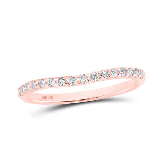 10K Yellow Or White Or Rose Gold Womens Round Diamond Curved Band Ring , Womens Size: 5-10