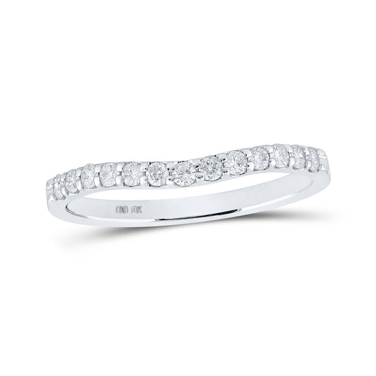 10K Yellow Or White Or Rose Gold Womens Round Diamond Curved Band Ring , Womens Size: 5-10