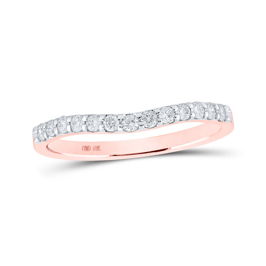 10K Yellow Or White Or Rose Gold Womens Round Diamond Curved Band Ring , Womens Size: 5-10