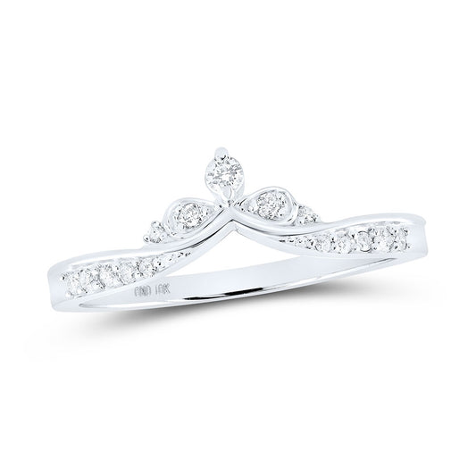 10K White Gold Womens Round Diamond Chevron Band Ring 1/8 Cttw, Womens Size: 5-10