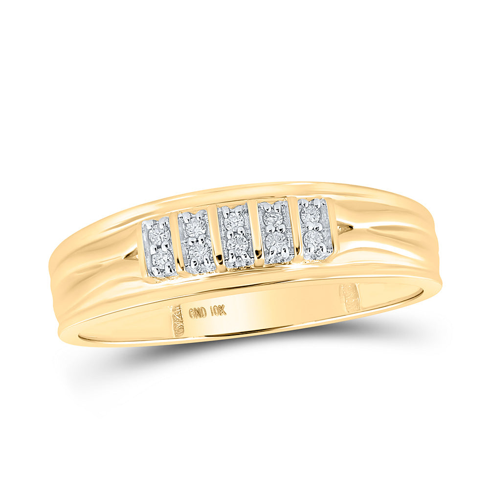 10K Yellow Gold His Hers Round Diamond Square Matching Wedding Set 1/3 Cttw, Womens Size: 5-10, Mens Size: 7-13