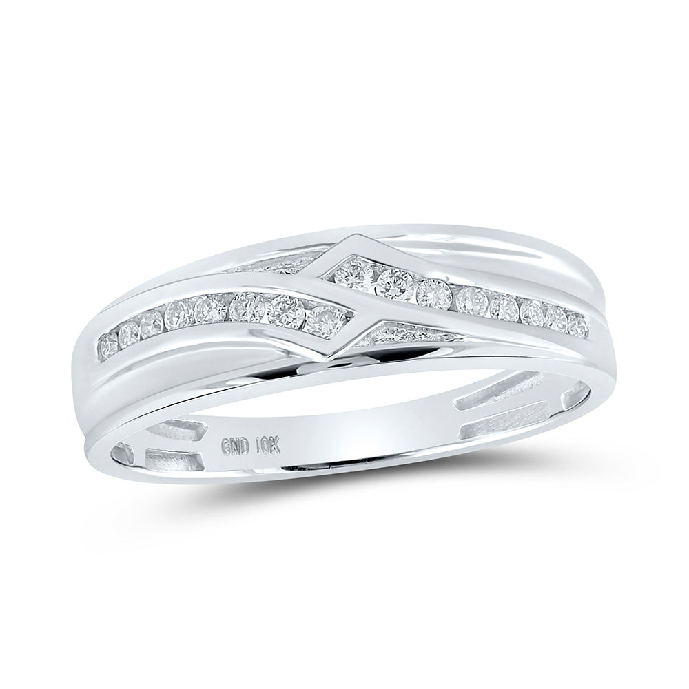 10K White Gold His Hers Round Diamond Square Matching Wedding Set 5/8 Cttw, Womens Size: 5-10, Mens Size: 7-13