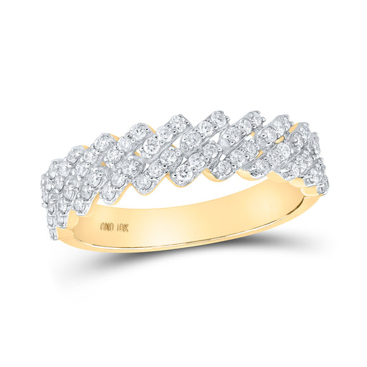 10K Yellow Gold Mens Round Diamond Band Ring 3/4 Cttw, Mens Size: 7-13