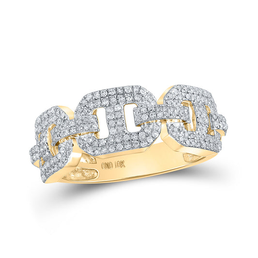 10K Yellow Gold Mens Round Diamond Band Ring 5/8 Cttw, Mens Size: 7-13