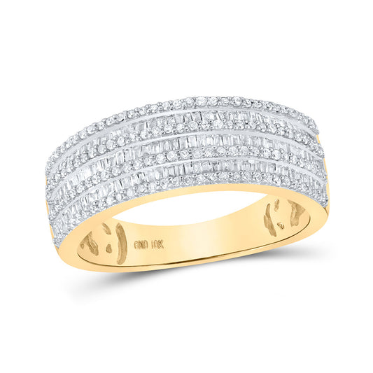 10K Yellow Gold Mens Baguette Diamond Band Ring 3/4 Cttw, Mens Size: 7-13