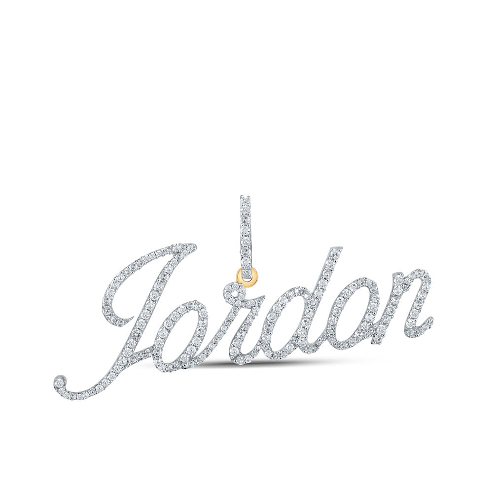 10K Yellow Gold Round Diamond Name Charm Pendant