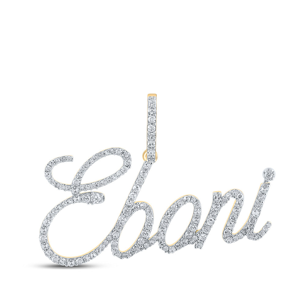 10K Yellow Gold Round Diamond Name Charm Pendant