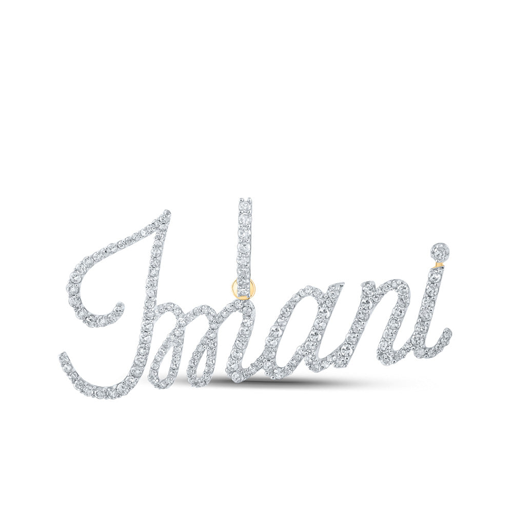 10K Yellow Gold Round Diamond Name Charm Pendant