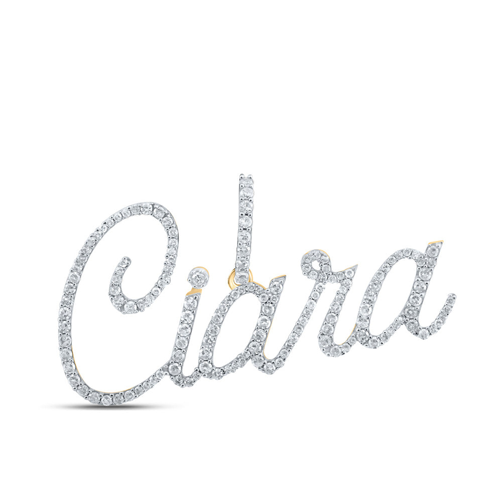 10K Yellow Gold Round Diamond Name Charm Pendant