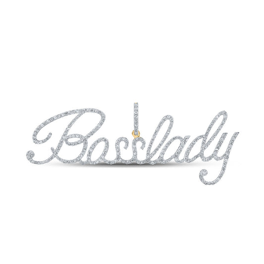 10K Yellow Gold Round Diamond Name Charm Pendant
