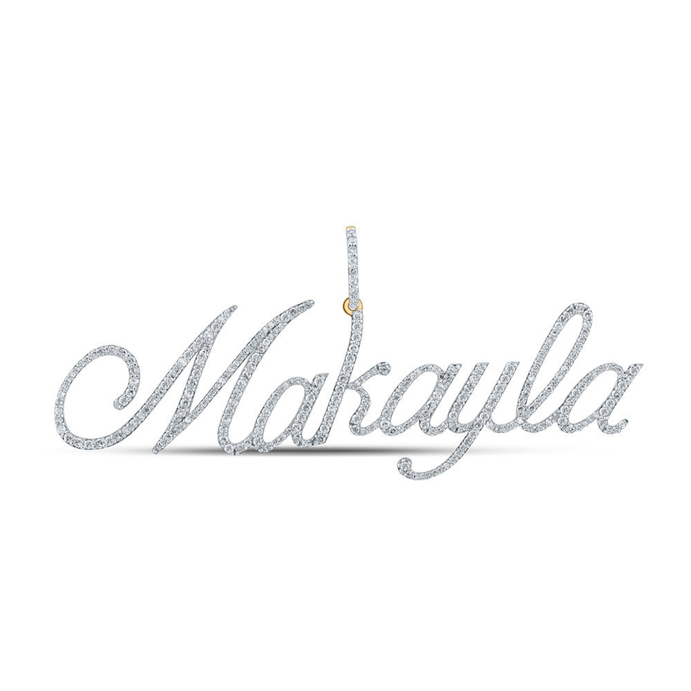 10K Yellow Gold Round Diamond Name Charm Pendant