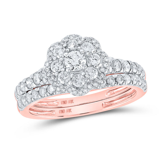 10K Yellow Or White Or Rose Gold Round Diamond Bridal Wedding Ring Band Set , Womens Size: 5-10