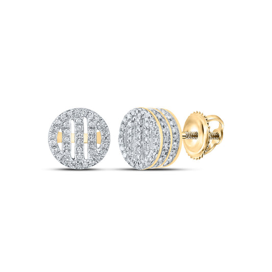 10K Yellow Gold Womens Round Diamond Circle Earrings 1/2 Cttw