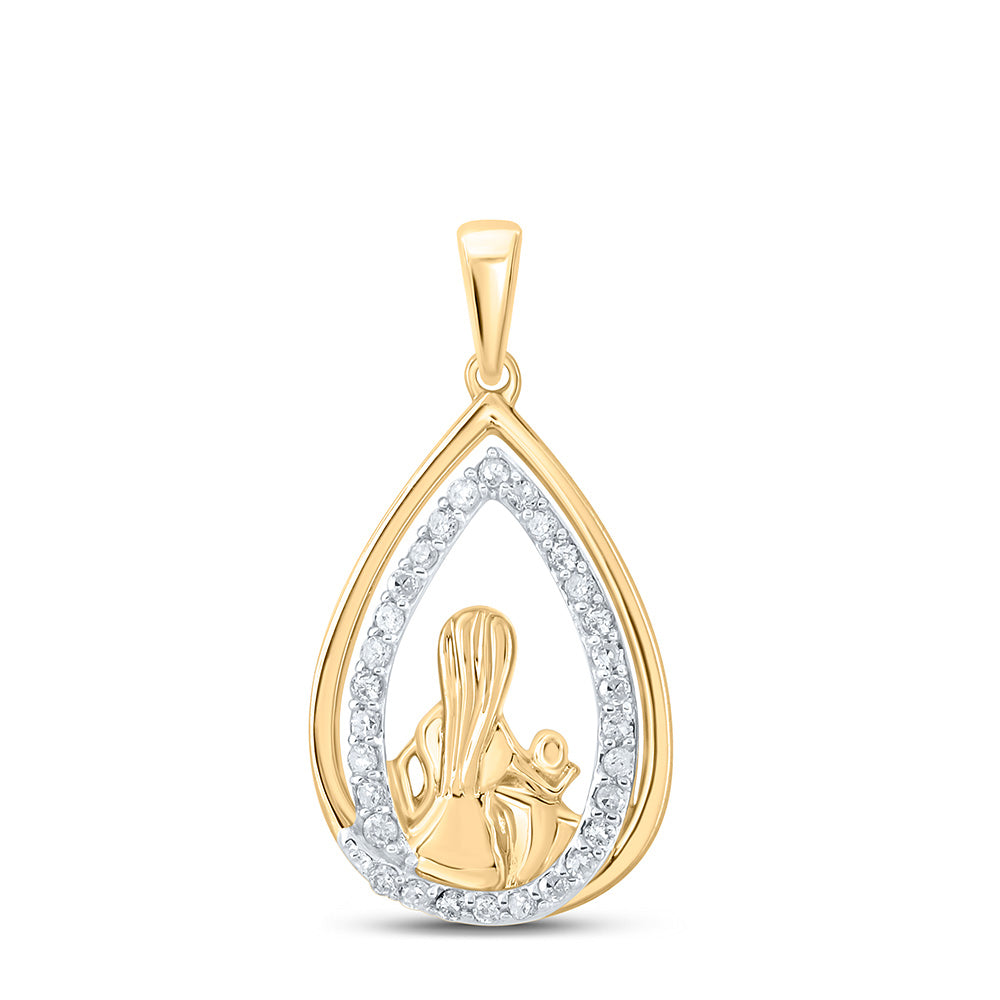 10K Yellow Or White Or Rose Gold Womens Round Diamond Child Mom Pendant