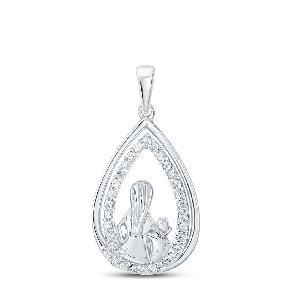 10K Yellow Or White Or Rose Gold Womens Round Diamond Child Mom Pendant