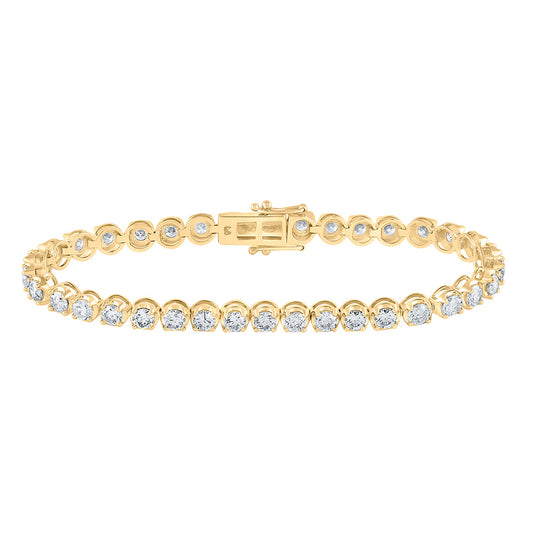 14K Yellow Gold Womens Round Diamond Studded Tennis Bracelet 6 Cttw