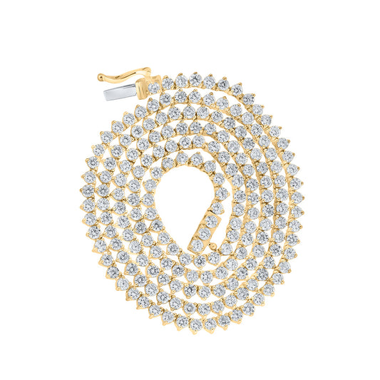 10K Yellow Gold Mens Round Diamond 20-inch Link Chain Necklace 9-1/3 Cttw, Length: 20 In