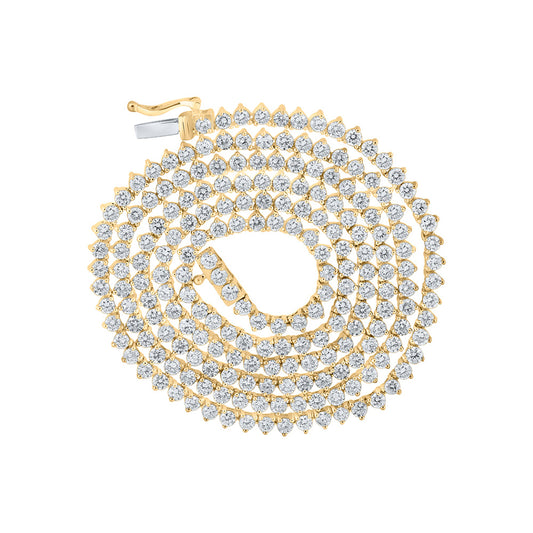 10K Yellow Gold Mens Round Diamond 22-inch Link Chain Necklace 11 Cttw, Length: 22.01 In, Width: 0.1 In