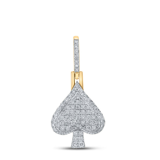 10K Yellow Gold Womens Round Diamond Spades Pendant 5/8 Cttw