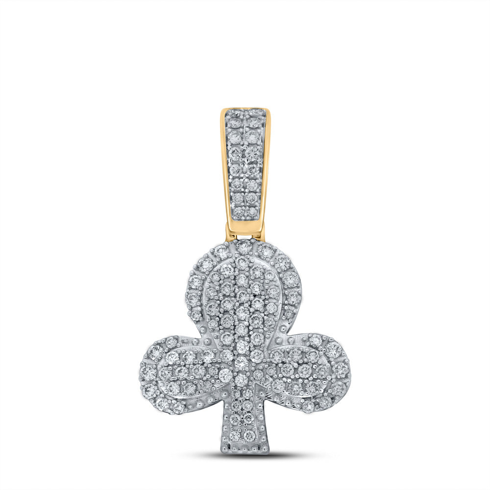 10K Yellow Gold Womens Round Diamond Clubs Pendant 5/8 Cttw