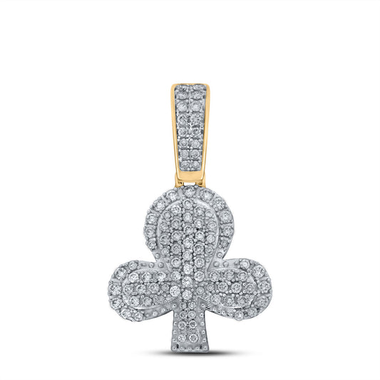 10K Yellow Gold Womens Round Diamond Clubs Pendant 5/8 Cttw