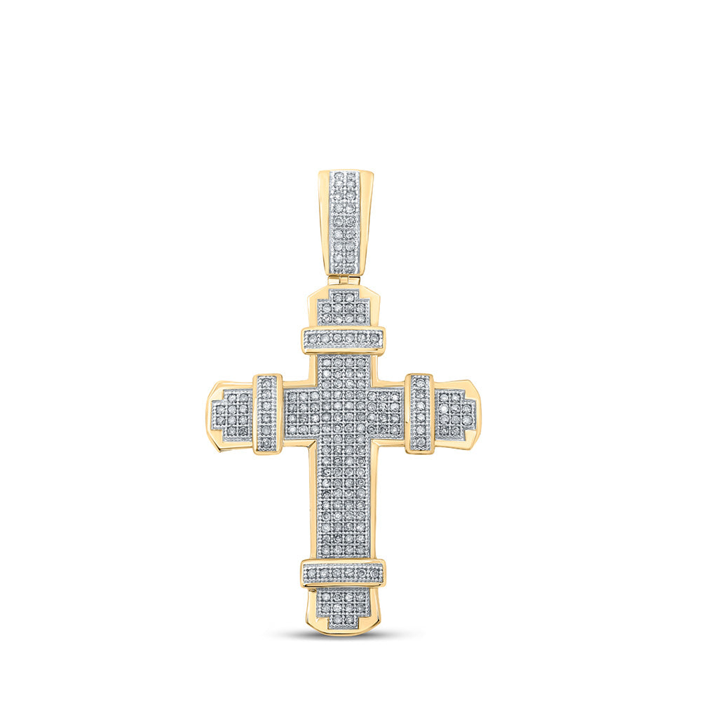 10K Yellow Gold Mens Round Diamond Charm Pendant 1/2 Cttw