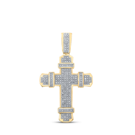 10K Yellow Gold Mens Round Diamond Charm Pendant 1/2 Cttw