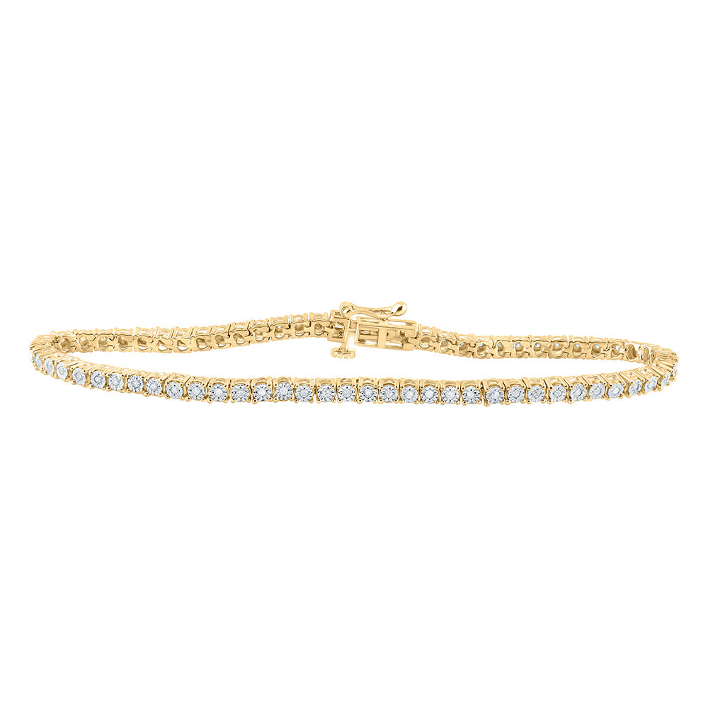 Yellow-tone Sterling Silver Or Sterling Silver Womens Round Diamond Fashion Bracelet 1/2 Cttw