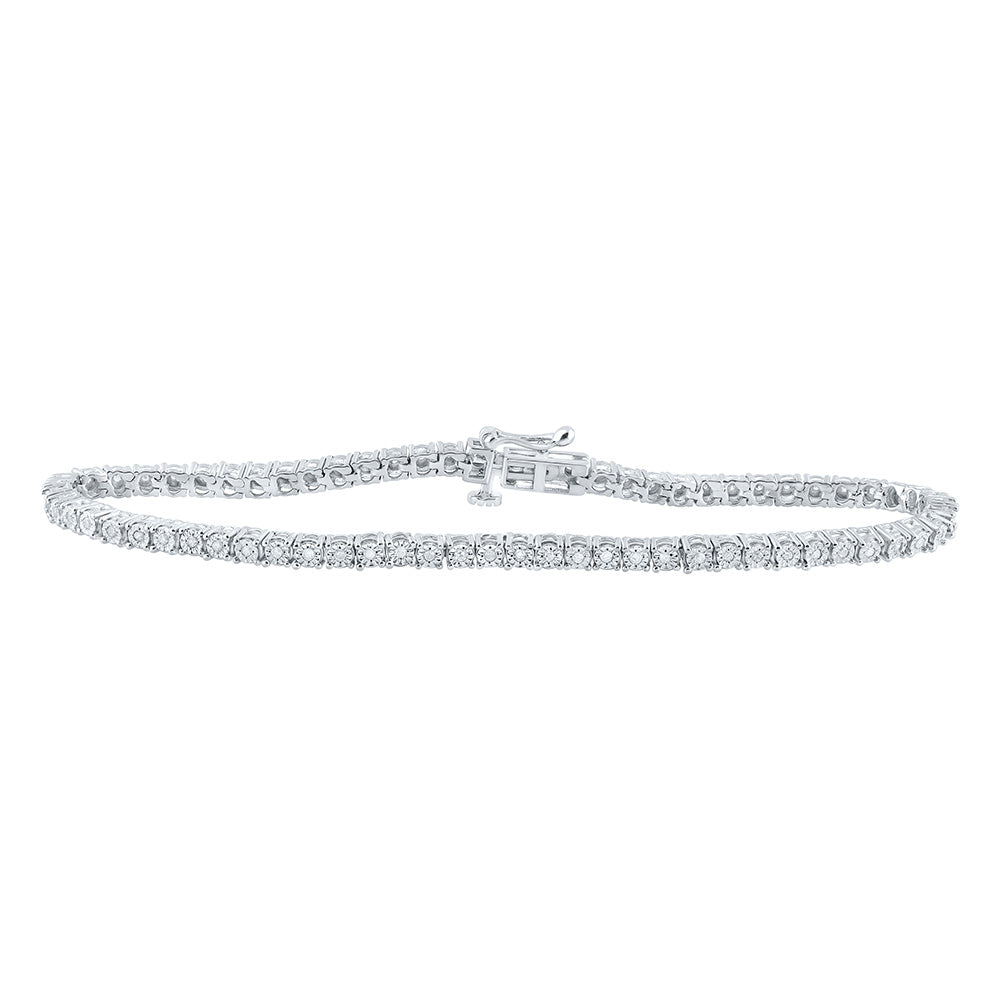 Yellow-tone Sterling Silver Or Sterling Silver Womens Round Diamond Fashion Bracelet 1/2 Cttw
