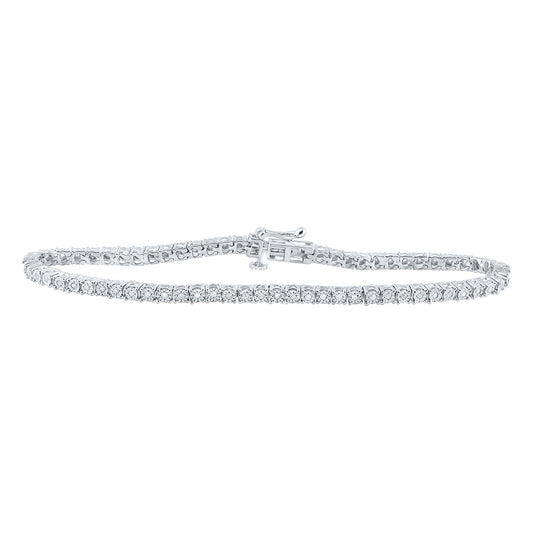 Yellow-tone Sterling Silver Or Sterling Silver Womens Round Diamond Fashion Bracelet 1/2 Cttw
