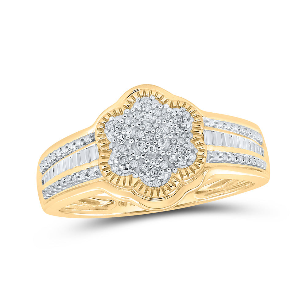 10K Yellow Or White Gold  Womens Round Diamond Cluster Ring 1/12 Cttw, Womens Size: 5-10