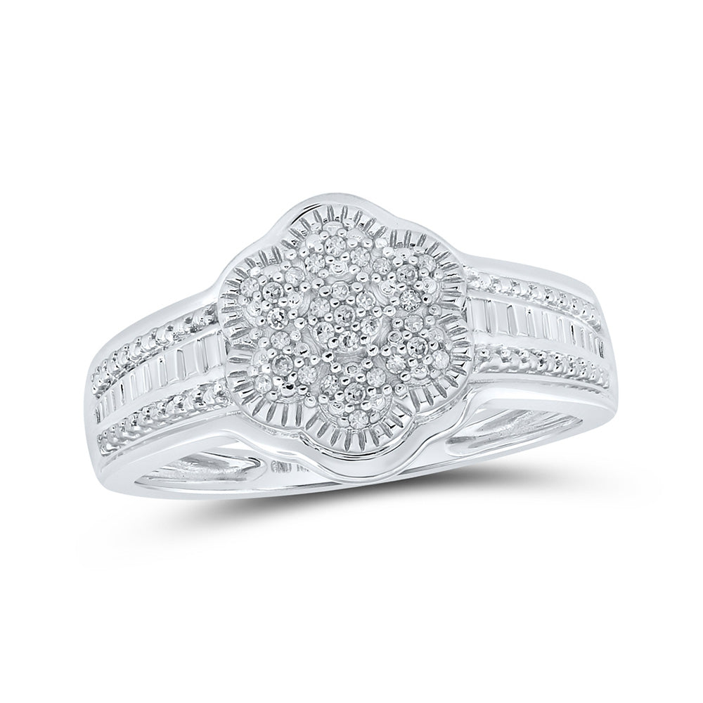 10K Yellow Or White Gold  Womens Round Diamond Cluster Ring 1/12 Cttw, Womens Size: 5-10