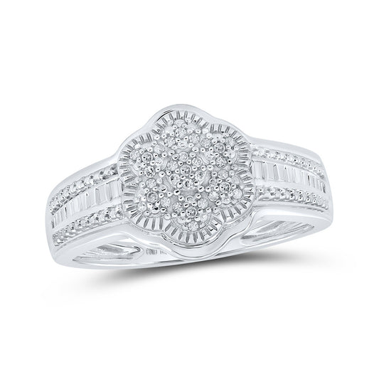 10K Yellow Or White Gold  Womens Round Diamond Cluster Ring 1/12 Cttw, Womens Size: 5-10