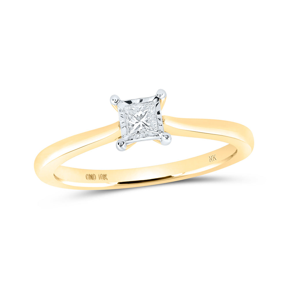 10K Yellow Or White Gold  Womens Princess Diamond Solitaire Ring 1/6 Cttw, Womens Size: 5-10
