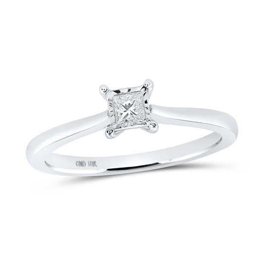 10K Yellow Or White Gold  Womens Princess Diamond Solitaire Ring 1/6 Cttw, Womens Size: 5-10