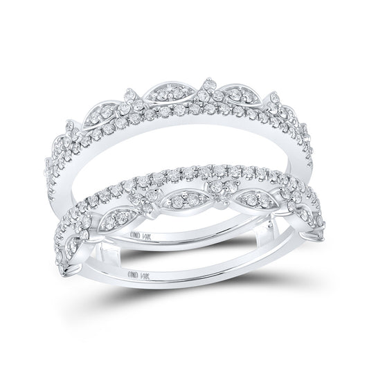 14K White Gold Womens Round Diamond Wrap Enhancer Wedding Band 1/2 Cttw, Womens Size: 5-10