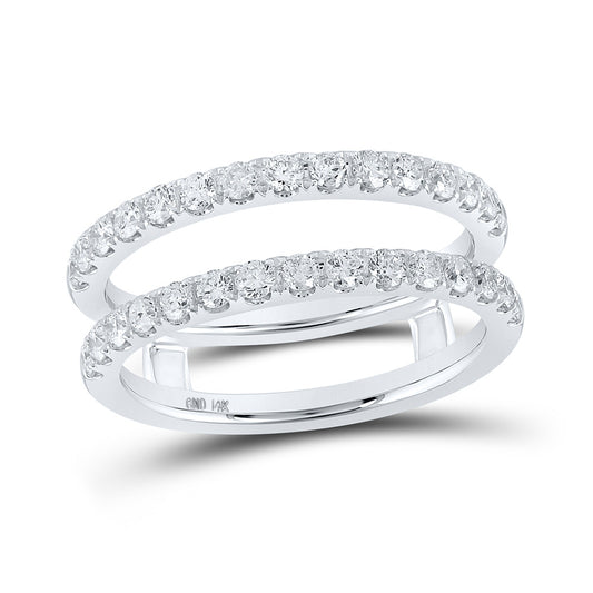 14K White Gold Womens Round Diamond Wrap Enhancer Wedding Band 3/4 Cttw, Womens Size: 5-10