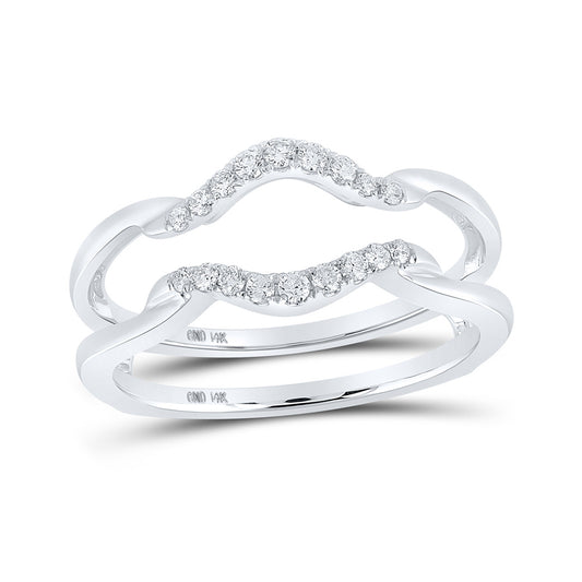 14K White Gold Womens Round Diamond Wrap Enhancer Wedding Band 1/5 Cttw, Womens Size: 5-10