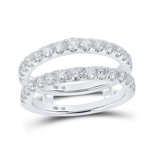 14K White Gold Womens Round Diamond Wrap Enhancer Wedding Band 1 Cttw, Womens Size: 5-10